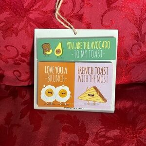3 piece Magnet Set with Funny Breakfast Toast  Food sayings